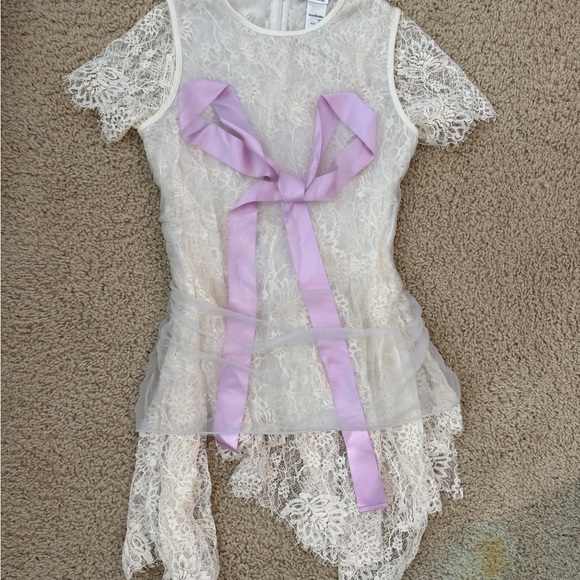 Acne Studios Tops - Acne Studios bow blouse with lace details runway